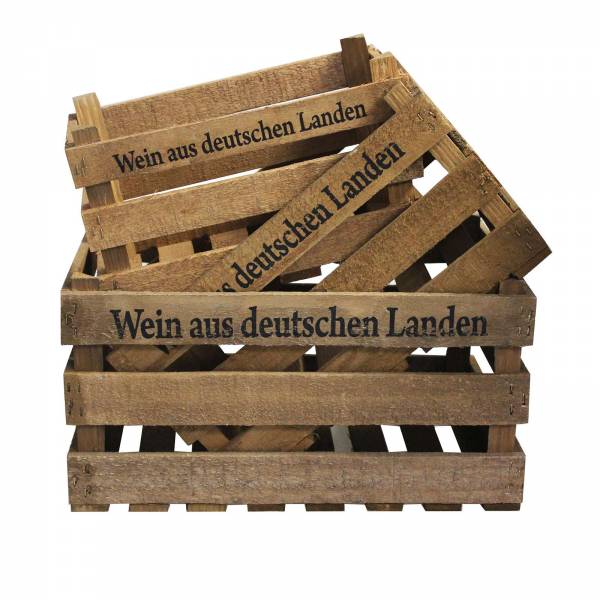 3 Deko Holzkisten mit Aufzug "Wein aus deutschen Lande" Weinkiste