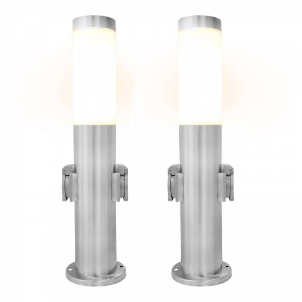 Bundle 2x Grafner Edelstahl-Wegleuchte/Standleuchte mit Steckdose WL10491 (2x 16478)