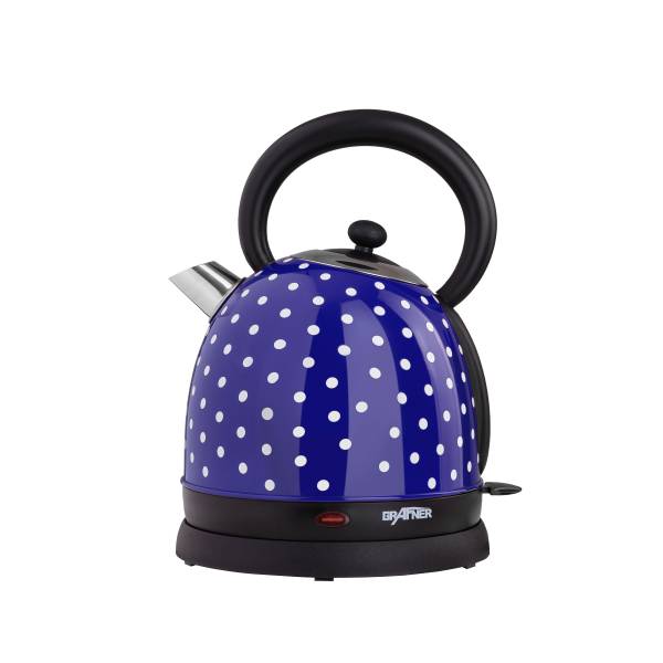 Grafner Retro-Wasserkocher 1,8 Liter | 2200 Watt | blau / Pünktchen| WK10862