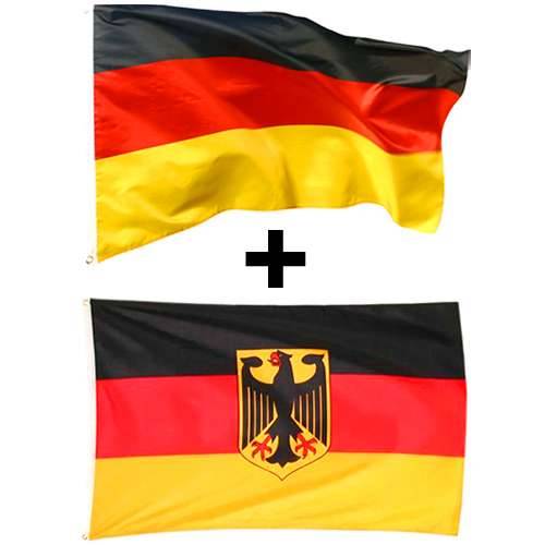 2er Set Deutschland Flagge 90 x 150 cm Deutschlandfahne & Deutschlandfahne mit Adler