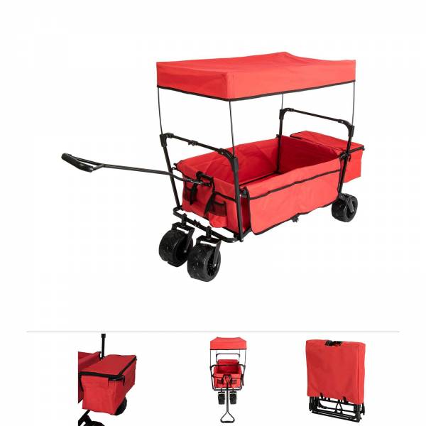 Grafner® Bollerwagen Modell Offroad schwarz/rot mit Dach