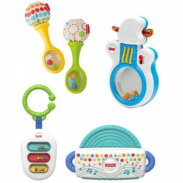 Fisher Price Musik Makers Geschenk-Set bestehend aus Greifring/Beißring und Rassel