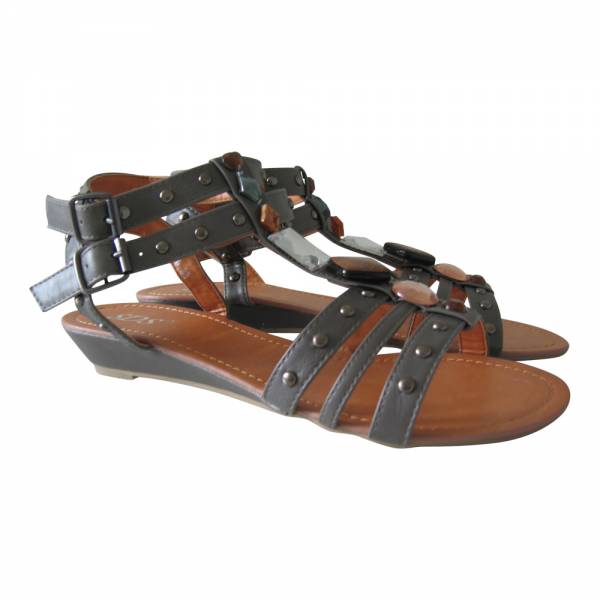 11270-KL Damen Sandalen offen mit Schmuck Größe: 41 / Farbe: Grau