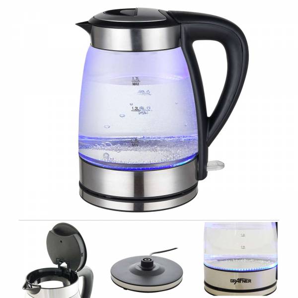 Grafner® Glas Wasserkocher mit LED Beleuchtung 2200 Watt 1,7 Liter