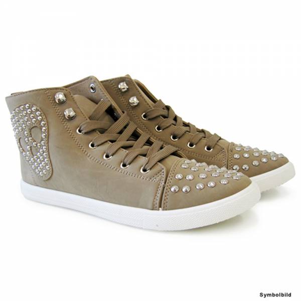 KA13-10F Sneakers, Boots mit Totenkopfmuster Größe: 37 / Farbe: Khaki