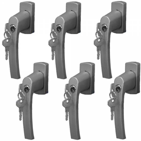 6er Set Sicherheits Fenstergriffe abschließbar silber