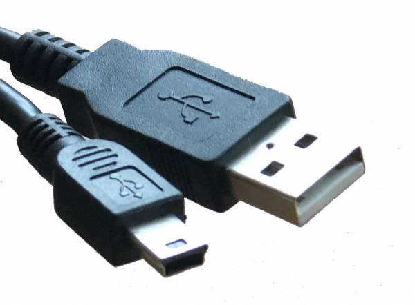 USB 2.0 Kabel - 45cm - USB A-Stecker auf Mini USB B-Stecker (5 Pin) in schwarz