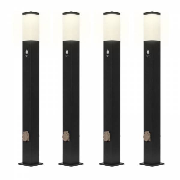 4x Grafner Wegleuchte/Standleuchte 100cm anthrazit PIR Steckdose WL10800 (4x 20518)