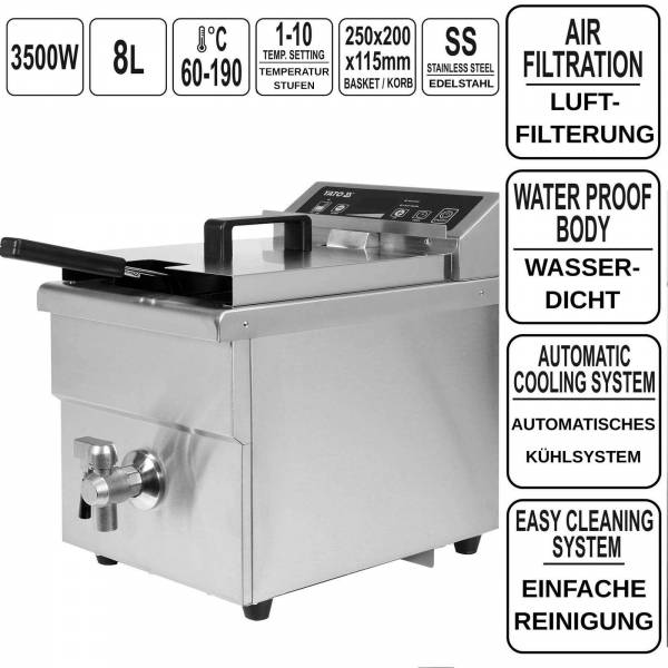 YATO Profi Induktionsfritteuse 8 Liter 3,5KW