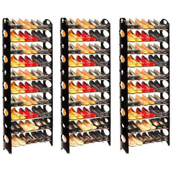 Bundle 3x Grafner Schuhregal 10 Etagen schwarz (3x 14374)