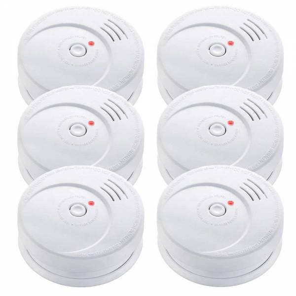 6er Set Grafner® Rauchmelder 85dB mit 10 Jahres Batterie