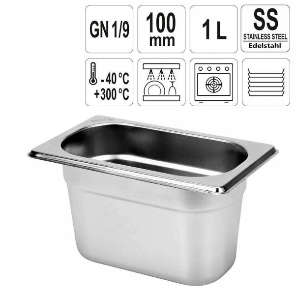 YATO Gastronorm Behälter Edelstahl 1/9 100mm