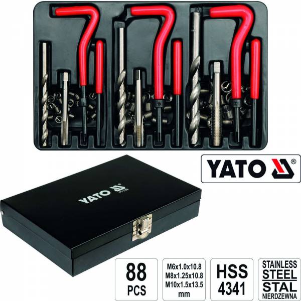 YATO Gewinderschneidersatz YT-1769 Gewinde Reparatur Set 88 Teilig