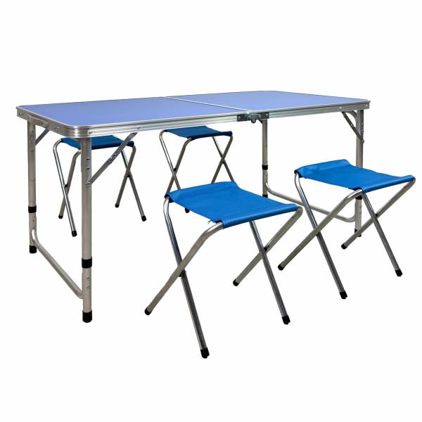 Grafner Campingtisch-Set 5 tlg. | incl. 4 Stühle höhenverstellbar | 120 x 60 x 70 cm | CT11136