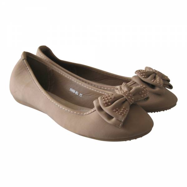 9966-BL Damen Ballerina Schleife und Nieten Größe: 38 / Farbe: Khaki