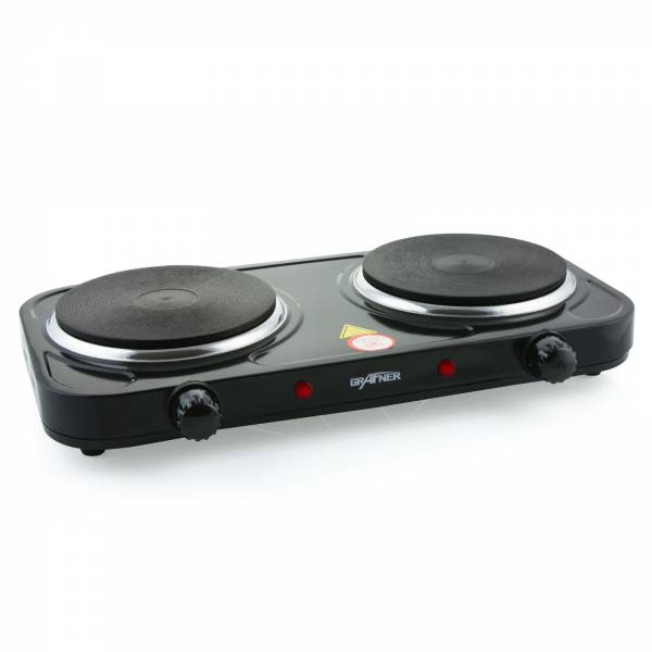 Grafner® Doppel Kochplatte 2.000 Watt in schwarz Camping Kochfeld Herdplatte