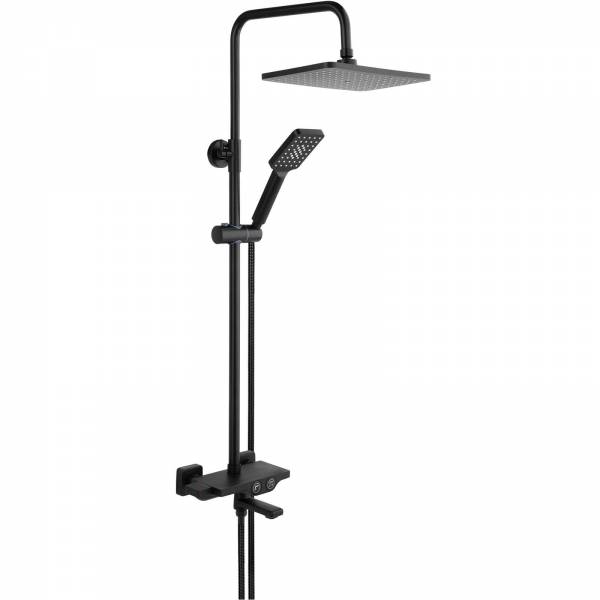 FALA Duschgarnitur mit Wasserhahn | eckig | schwarz | Noir 2 | 75889