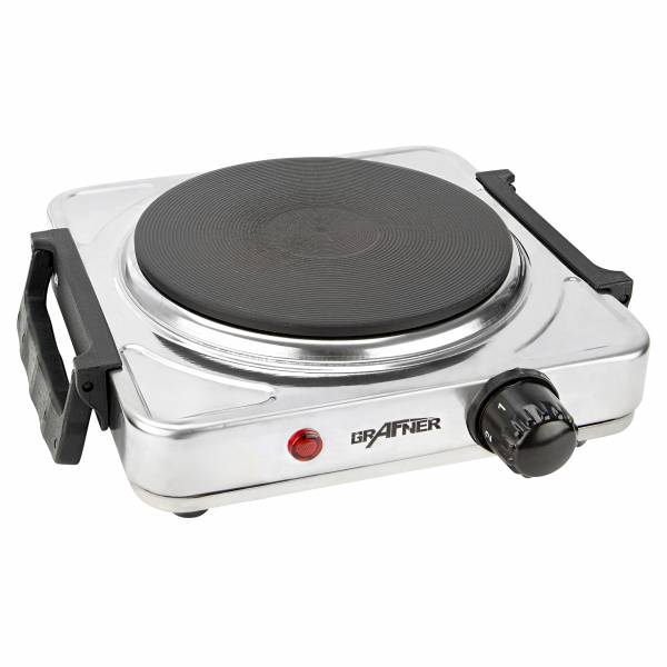 Grafner Kochplatte einzel 1000 Watt mit klappbaren Griffen Edelstahl KP10881