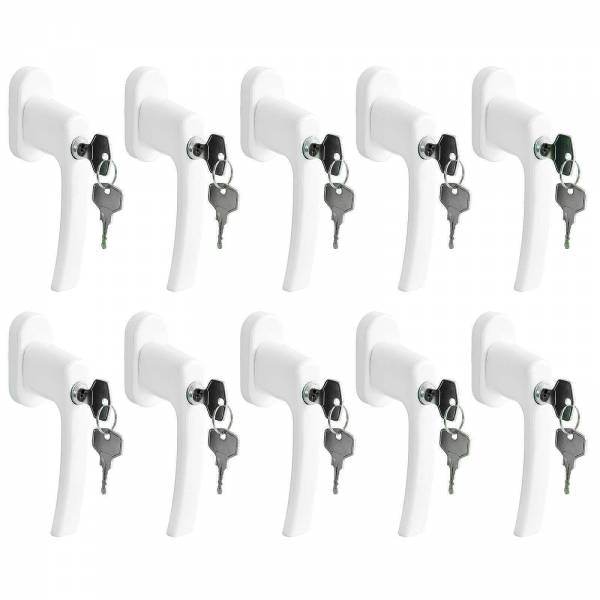 10er Set Grafner® Fenstergriff abschließbar Sicherheitsfenstergriff Alu Fensterklinke mit Schloss