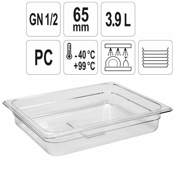 YATO Profi GN Gastronorm Behälter Kunststoff 1/2 65mm YG-00400