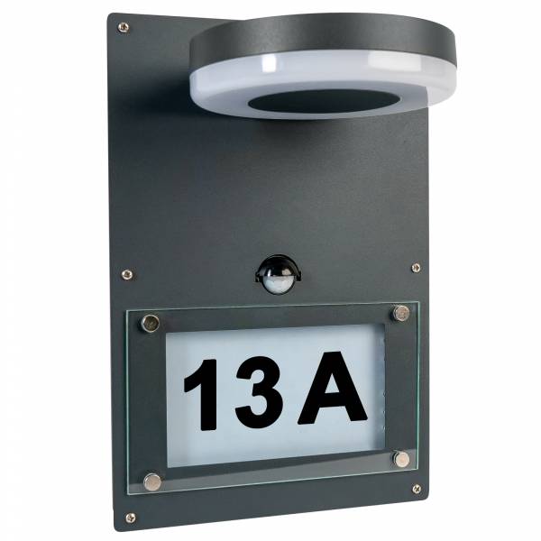 Grafner Edelstahl-Wandlampe mit Hausnummer WL10962