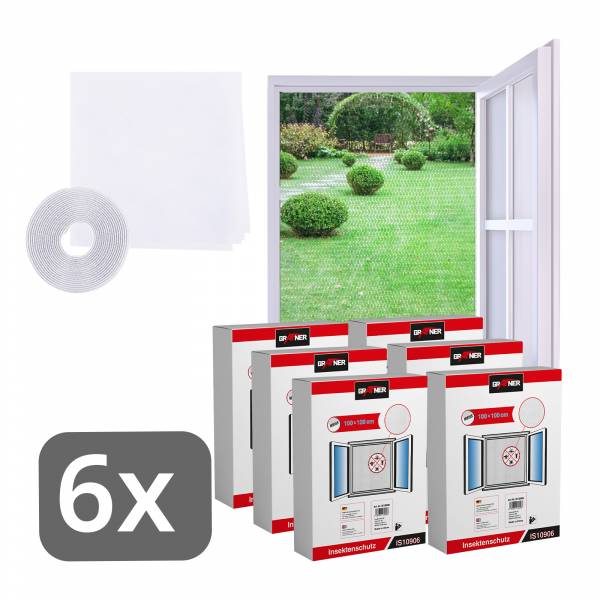 Grafner 6er Insektenschutz Fenster 100x100 cm weiß (6x21596)