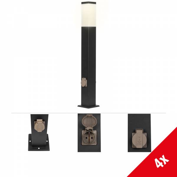 4x Grafner Wegleuchte/Standleuchte 80cm anthrazit Steckdose (4x 20514)