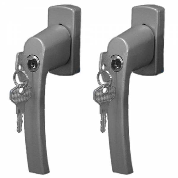 2er Set Sicherheits Fenstergriff abschließbar silber