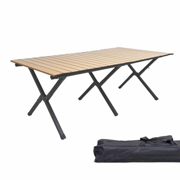 Grafner Campingtisch Rolltisch in Holzoptik | incl. Transporttasche | 118x58x43 cm | CT11135