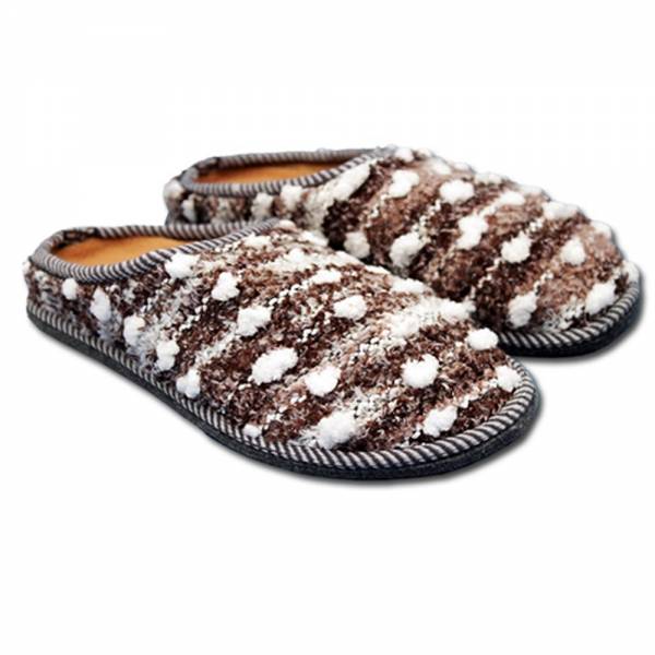 Damen Pantoffeln Strickmuster Größe: 36 / Farbe: Coffee