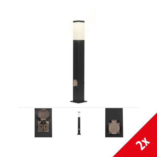 2x Grafner Wegleuchte/Standleuchte 80cm anthrazit Steckdose (2x 20514)