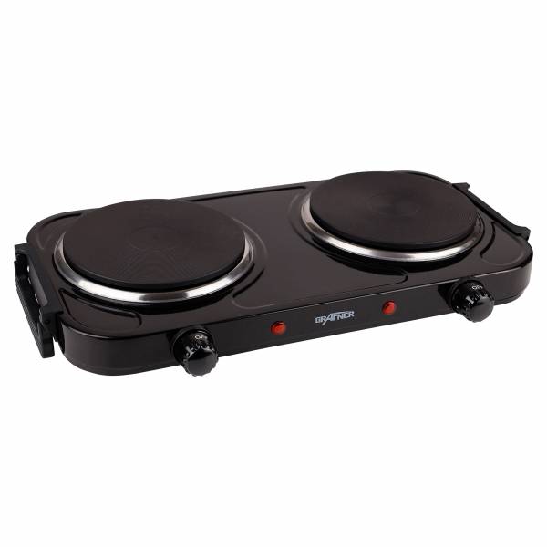 Grafner Kochplatte doppelt 2000 Watt mit klappbaren Griffen schwarz KP10880