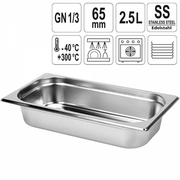 YATO Gastronorm Behälter Edelstahl 1/3 65mm