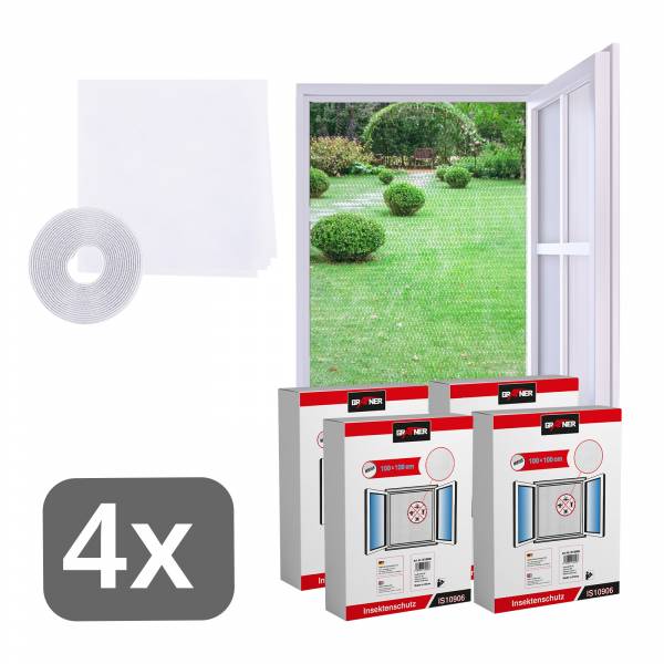 Grafner 4er Insektenschutz Fenster 100x100 cm weiß (4x21596)