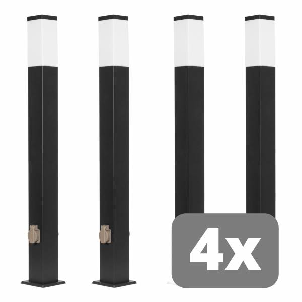 4x Grafner Wegleuchte/Standleuchte 100cm anthrazit Steckdose WL10799 (4x 20517)