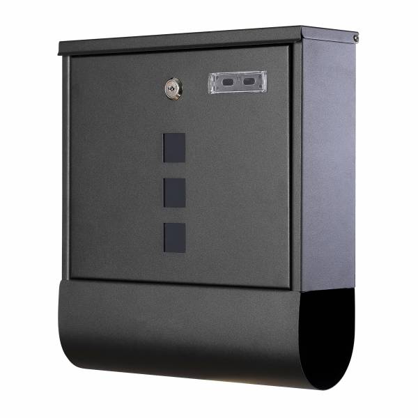Grafner Design-Briefkasten schwarz pulver-beschichtet eckig ca. 30x9,5x33,50 BK10842