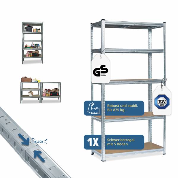 Grafner Schwerlastregal 175 KG Stahl 90x40x180cm TÜV GS