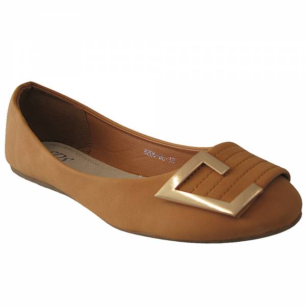 X8206-BL Damen Ballerina Schnalle gold Größe: 38 / Farbe: Camel