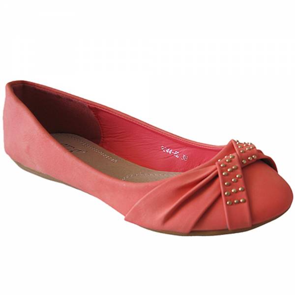 9244-BL Damen Ballerina Nietenmuster und Schleife Größe: 37 / Farbe: Coral