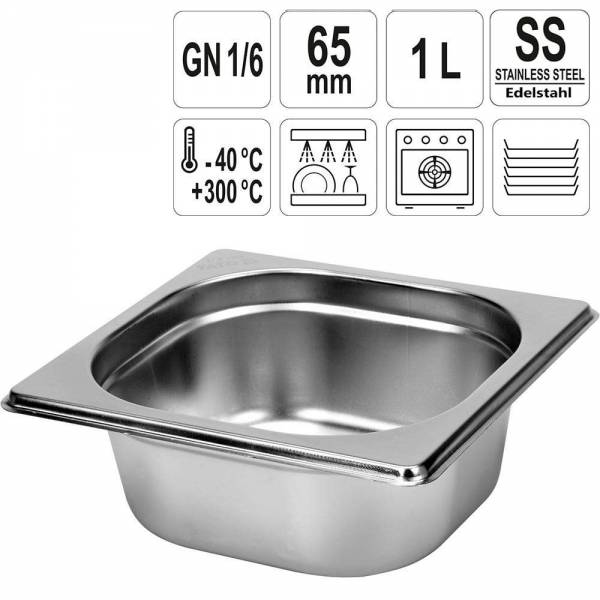 YATO Gastronorm Behälter Edelstahl 1/6 65mm