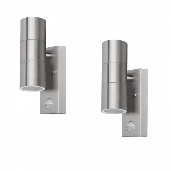 2er Set Grafner® Edelstahl Wandlampen mit Bewegungsmelder 26APIR Lichtschein Up&Down/Oben&Unten