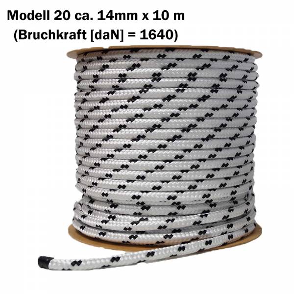 Polypropylenseil schwimmfähig 14mm x 10m 69508 weiss-schwarz