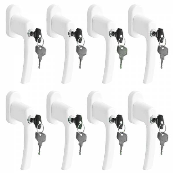 8er Set Grafner® Fenstergriff abschließbar Sicherheitsfenstergriff Alu Fensterklinke mit Schloss