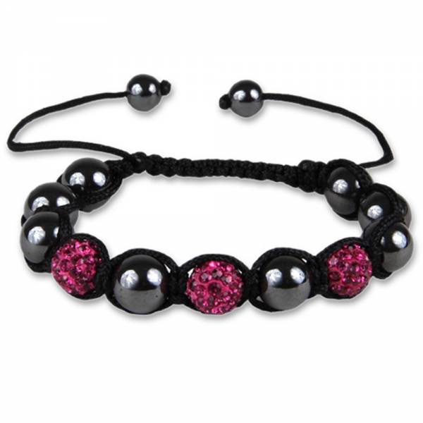 Shamballa Glücksarmband lila-Strass schwarz-metallic