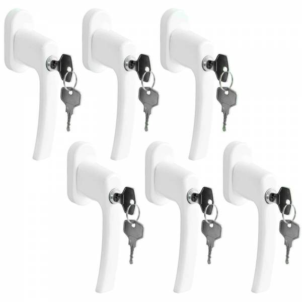 6er Set Grafner® Fenstergriff abschließbar Sicherheitsfenstergriff Alu Fensterklinke mit Schloss