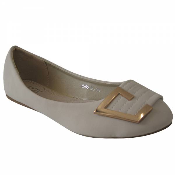 X8206-BL Damen Ballerina Schnalle gold Größe: 36 / Farbe: Beige