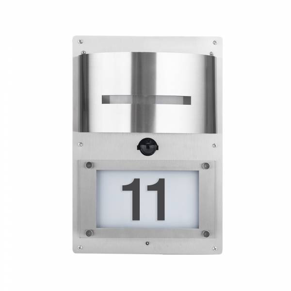 Grafner Edelstahl-Wandlampe mit Hausnummer 88HN WL10193