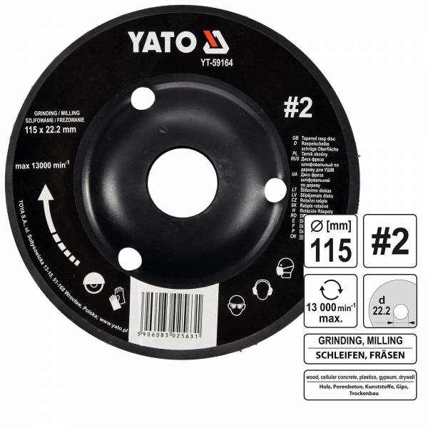 YATO Profi Raspelscheibe für Winkelschleifer 115mm Nr2